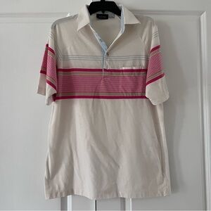 Vintage Jantzen Striped Polo Shirt Colorblock Size Large Thin Soft Cotton